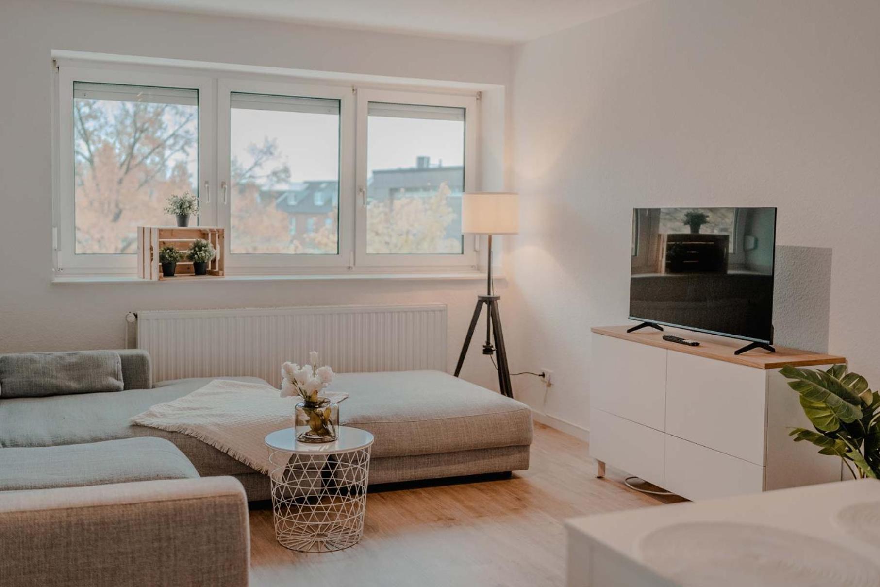 Apartment Mit Kueche, Arbeitsplatz Und Xxl Sofa Neuss Eksteriør bilde